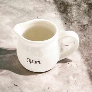 Rae Dunn White Ceramic Black Script Cream Creamer